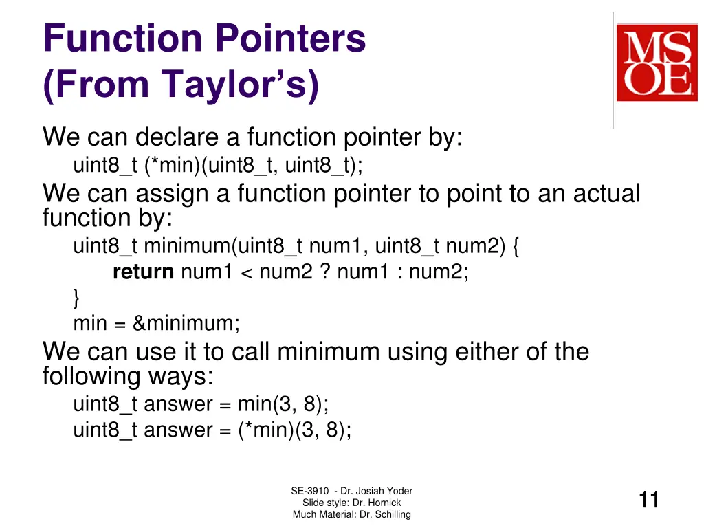 function pointers from taylor s