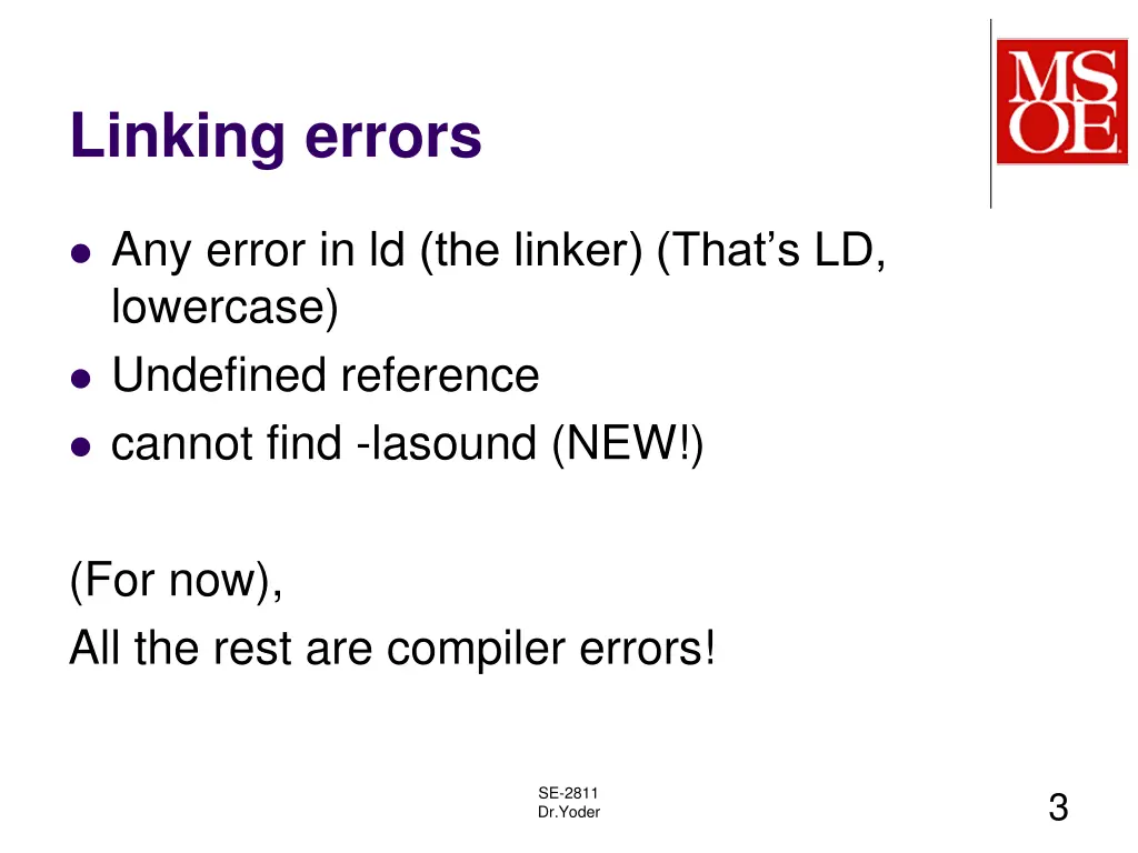 linking errors