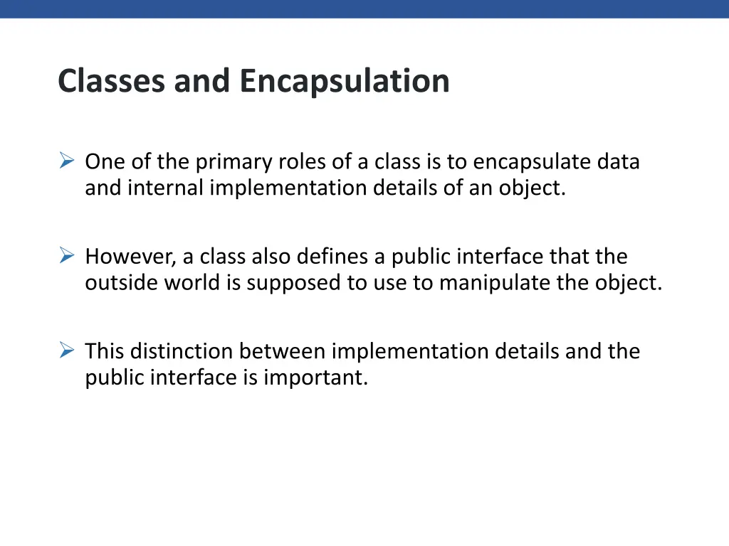classes and encapsulation
