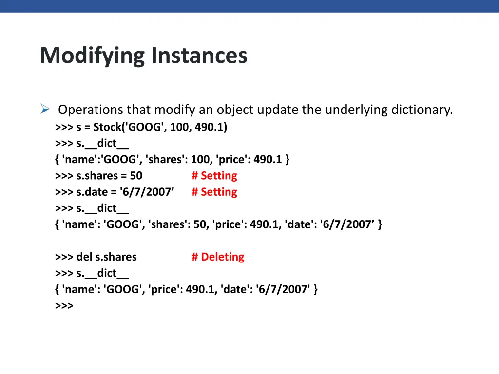 modifying instances