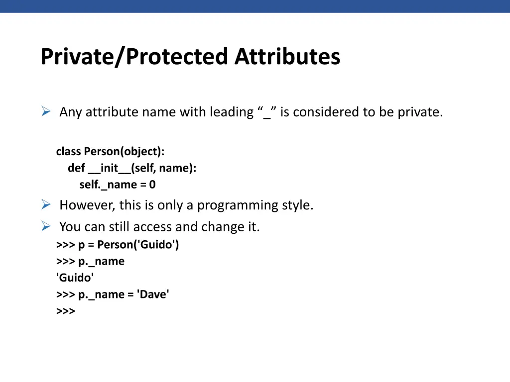 private protected attributes