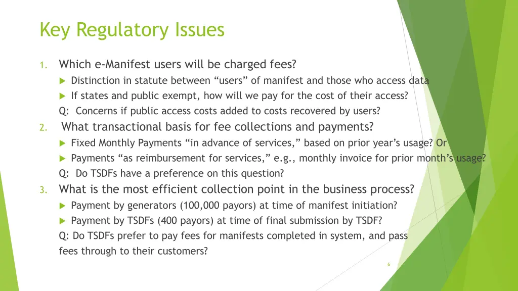 key regulatory issues