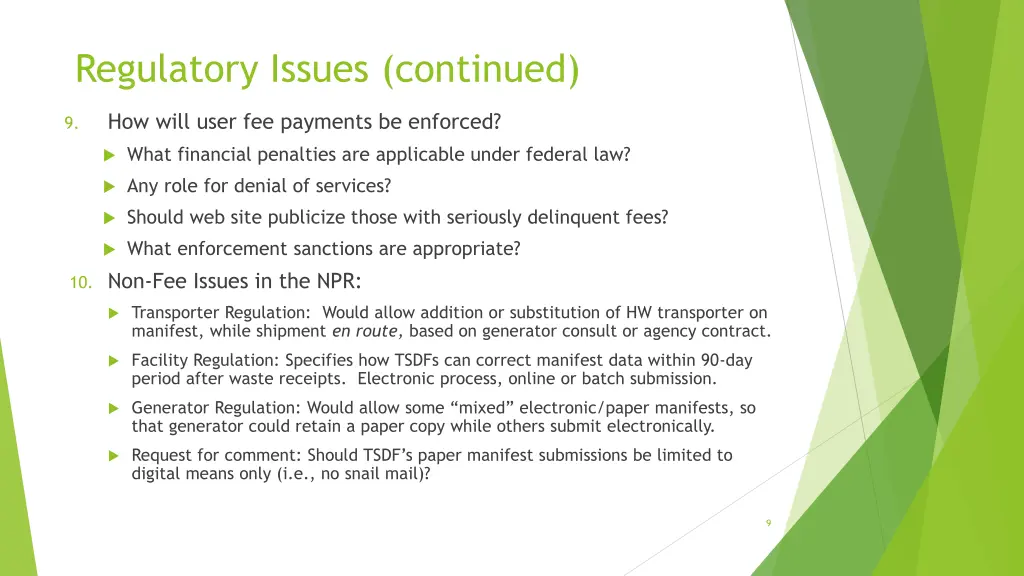 regulatory issues continued 2