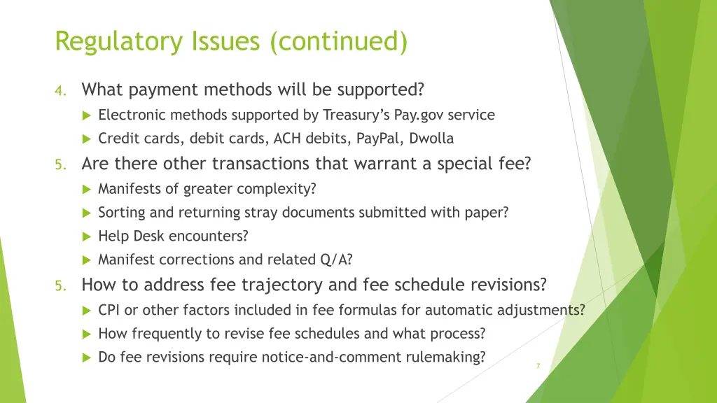 regulatory issues continued