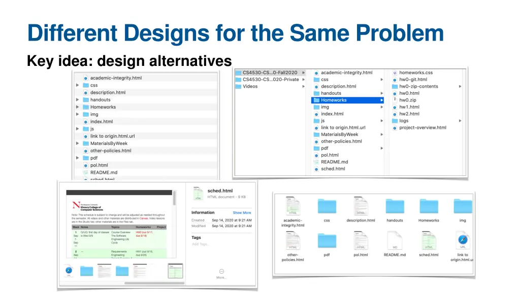 different designs for the same problem key idea