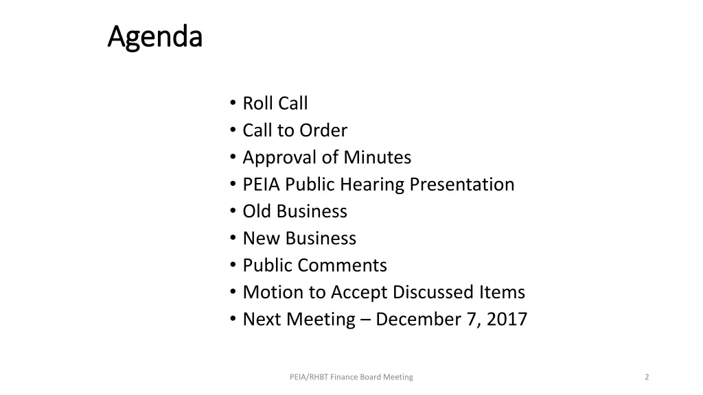 agenda agenda
