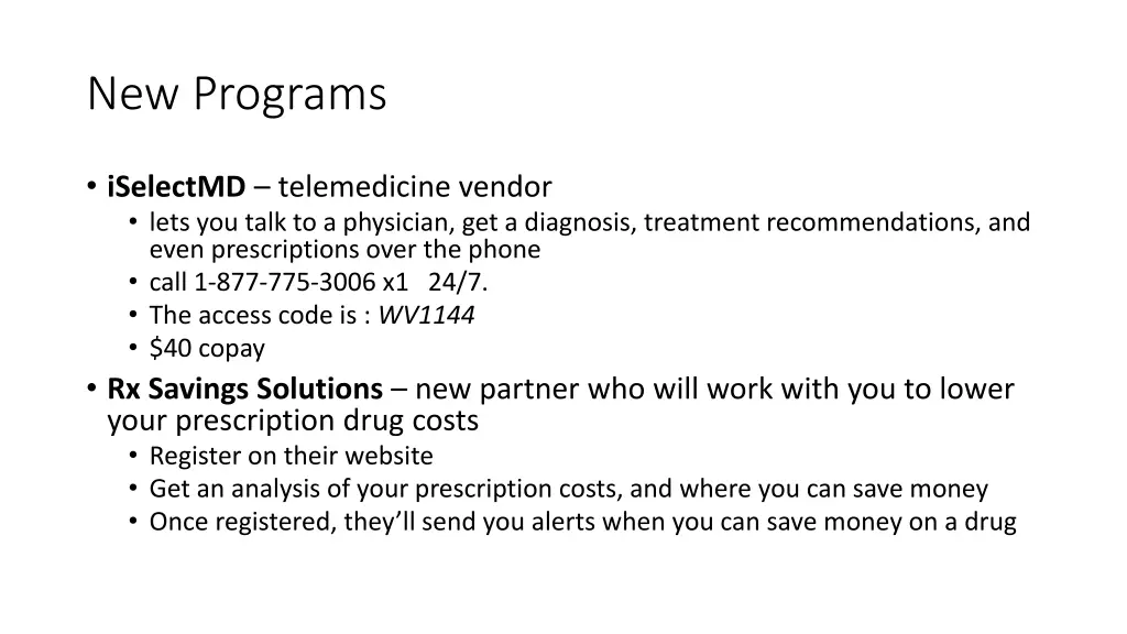 new programs