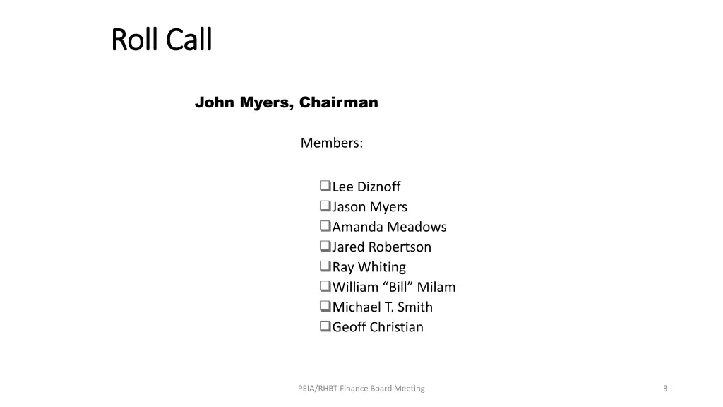roll call roll call