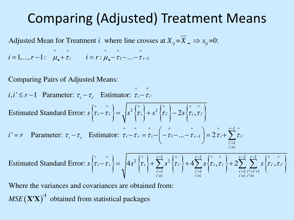 comparing adjusted treatment means