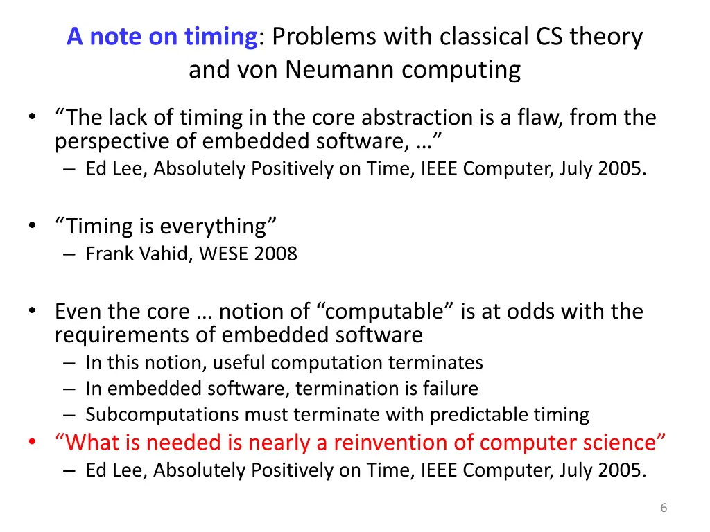 a note on timing problems with classical