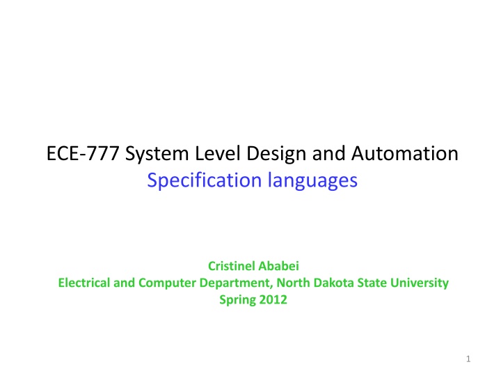 ece 777 system level design and automation