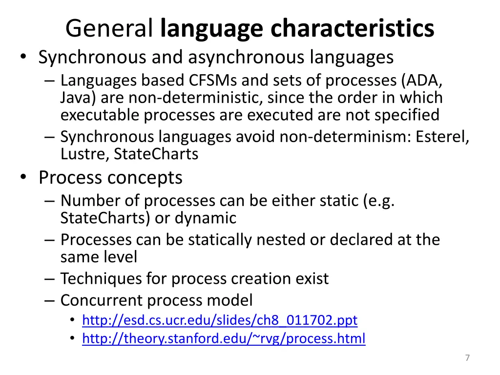 general language characteristics synchronous
