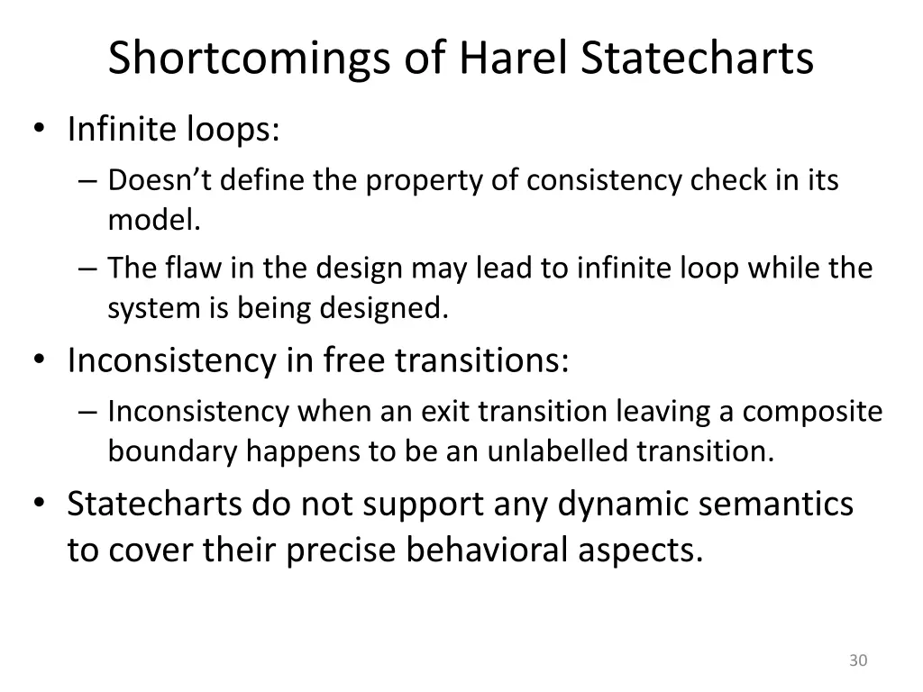 shortcomings of harel statecharts