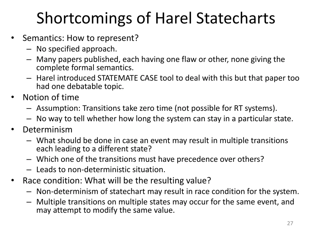 shortcomings of harel statecharts semantics