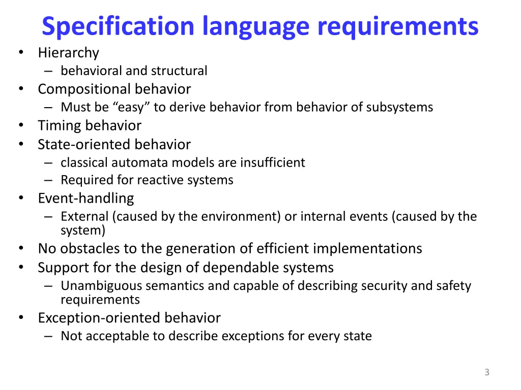 specification language requirements hierarchy