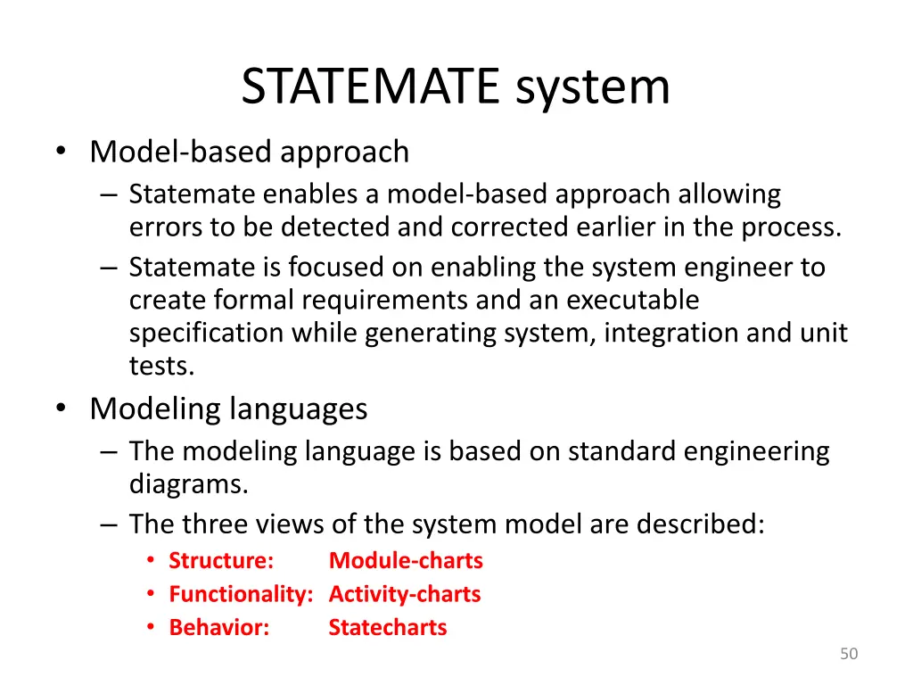 statemate system model based approach statemate