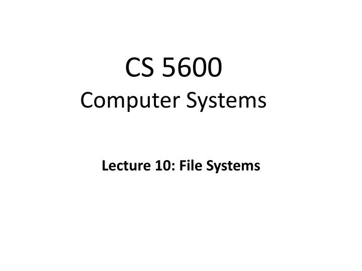 cs 5600 computer systems