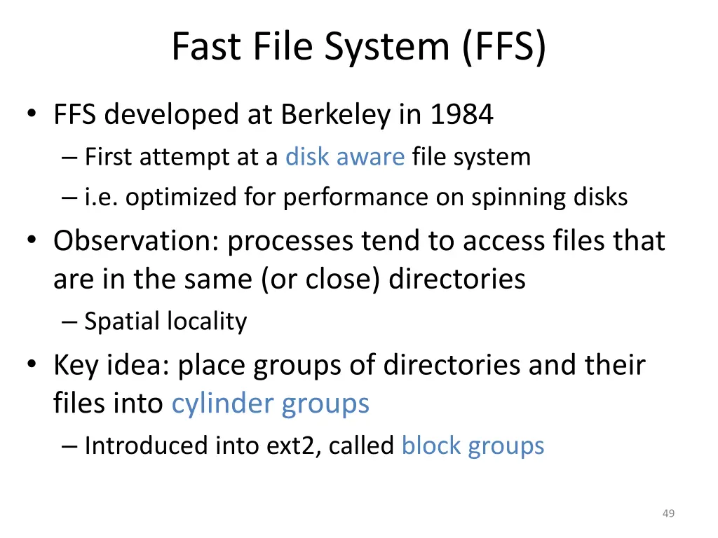 fast file system ffs