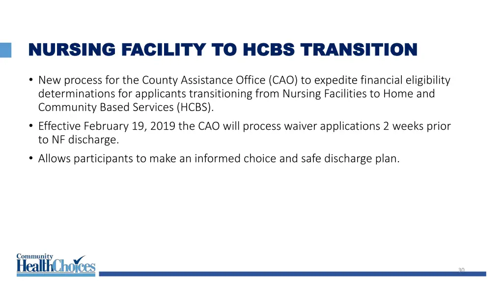 nursing facility to hcbs transition nursing