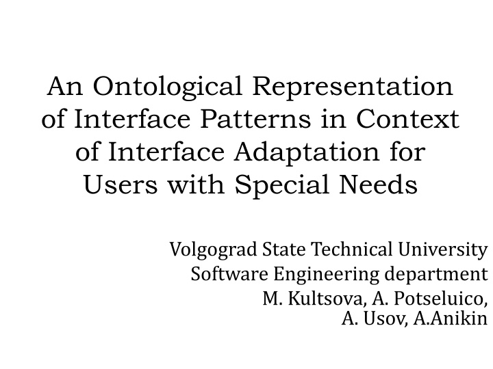 an ontological representation of interface