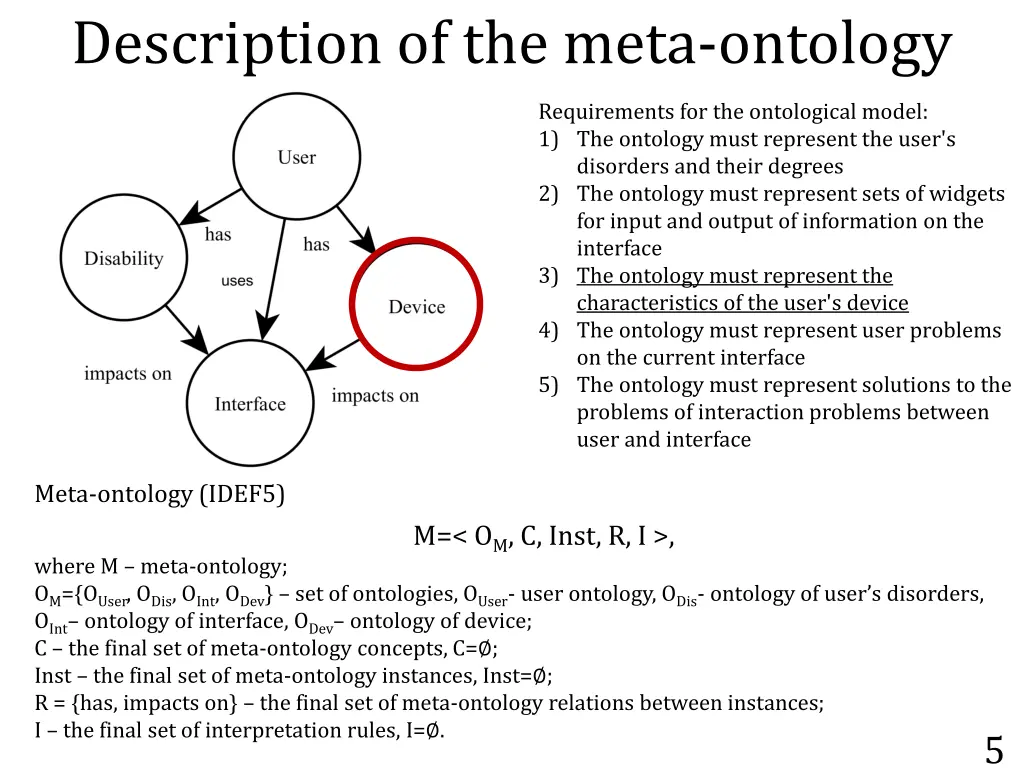 description of the meta ontology