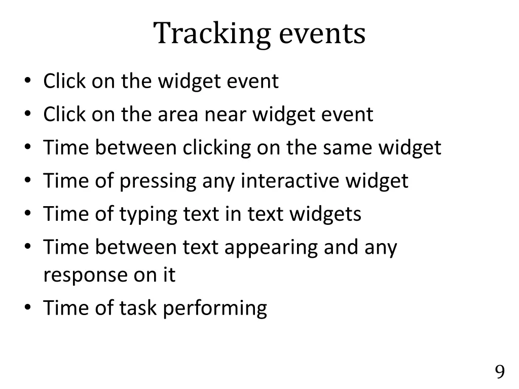 tracking events