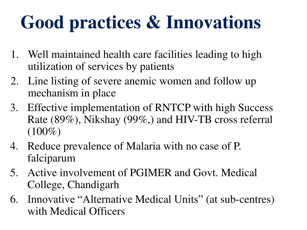 good practices innovations