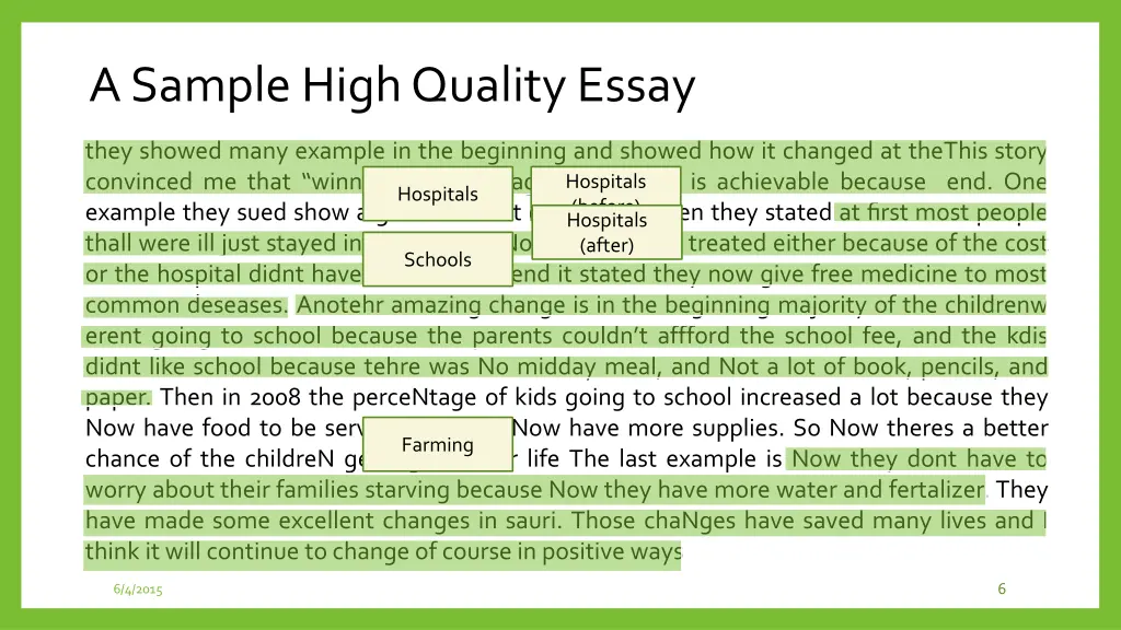 a sample high quality essay