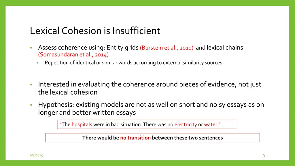 lexical cohesion is insufficient