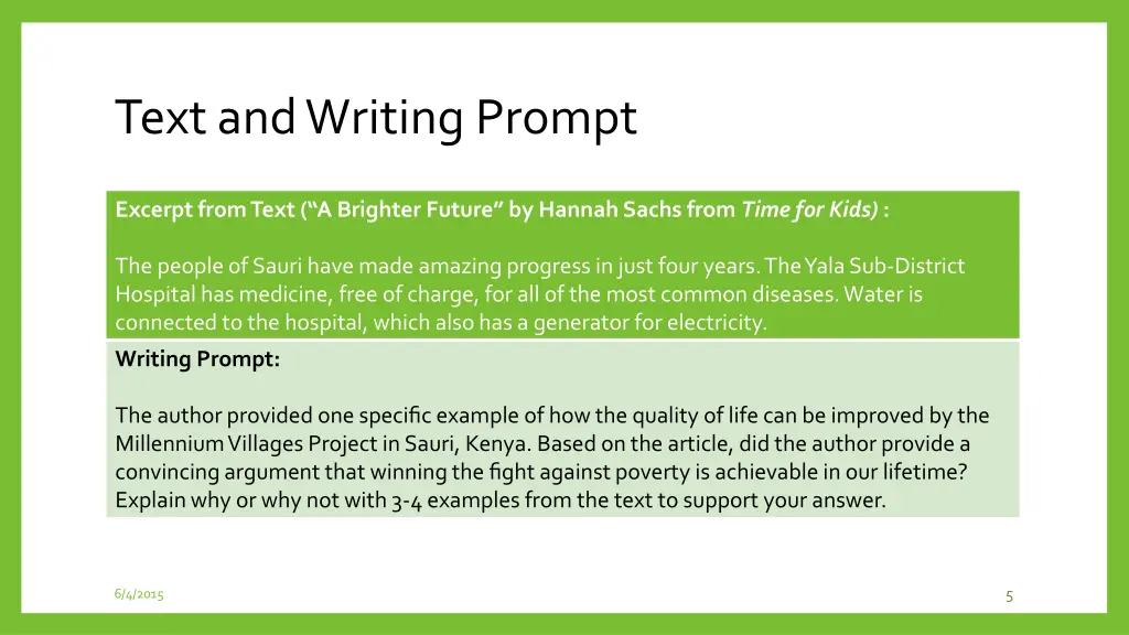 text and writing prompt