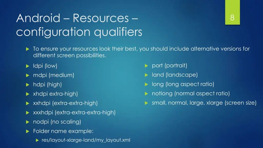 android resources configuration qualifiers