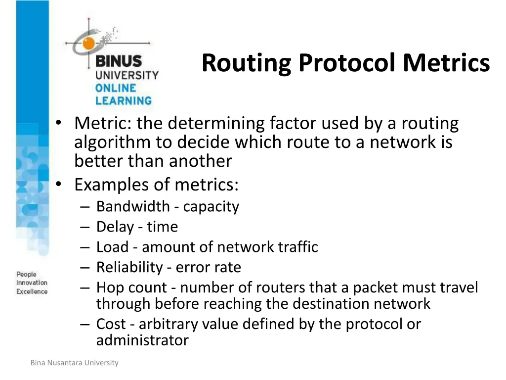 routing protocol metrics