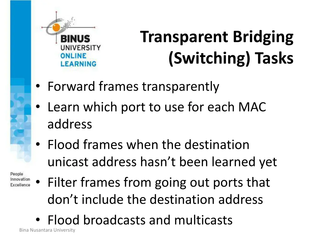 transparent bridging switching tasks