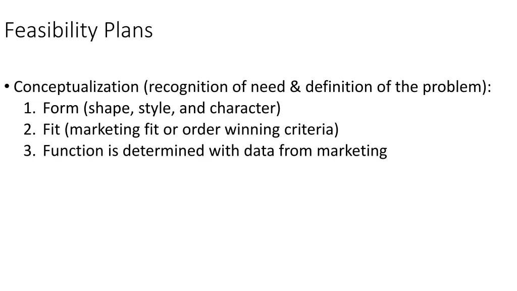 feasibility plans