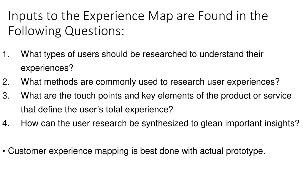 inputs to the experience map are found