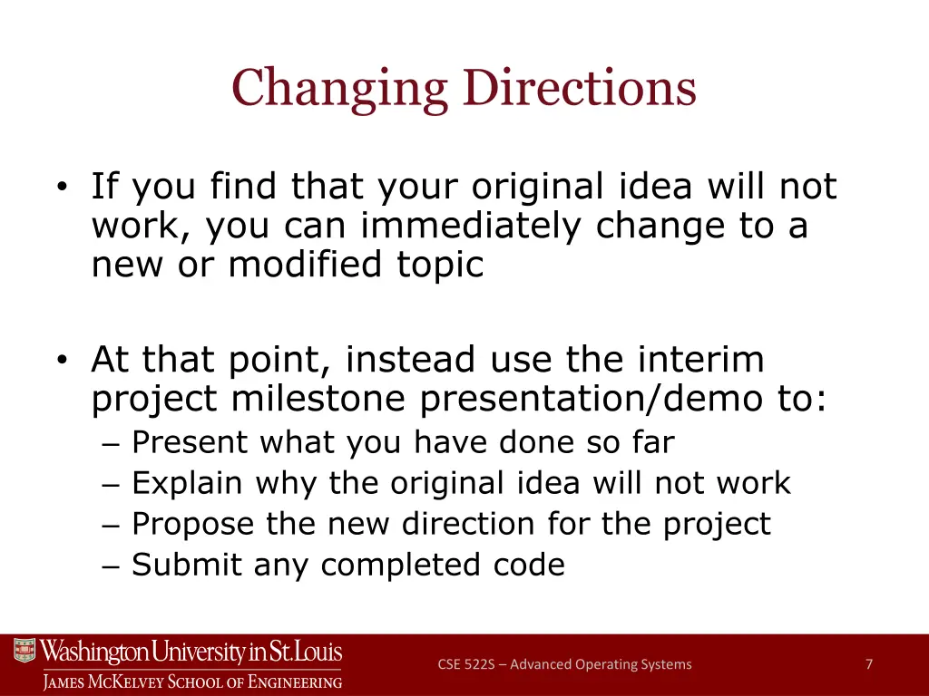 changing directions