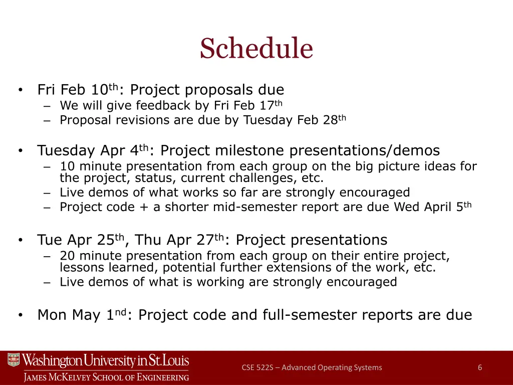 schedule