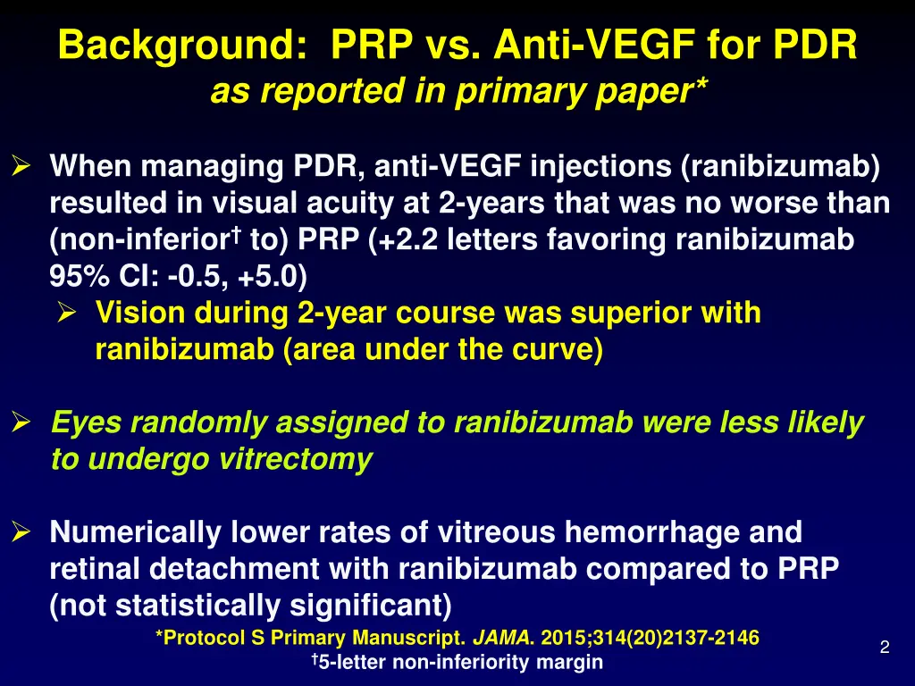 background prp vs anti vegf for pdr as reported