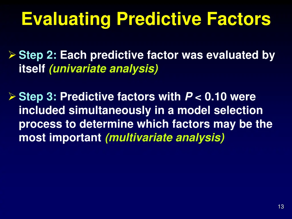 evaluating predictive factors 1