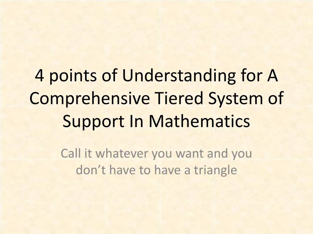 4 points of understanding for a comprehensive