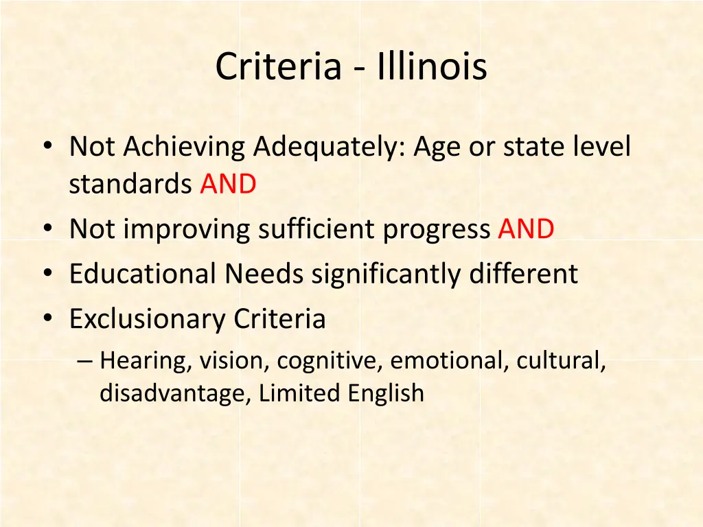 criteria illinois