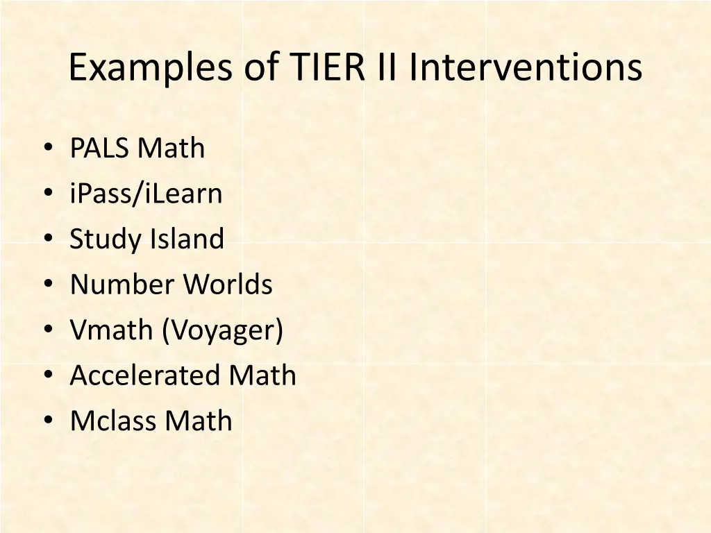 examples of tier ii interventions