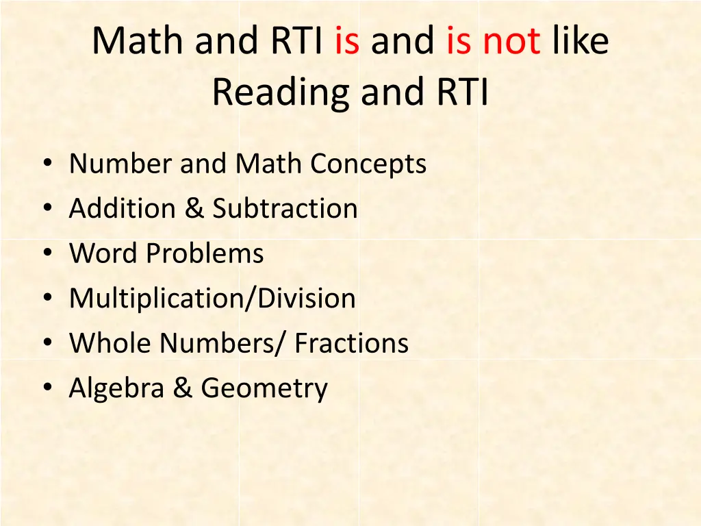 math and rti is and is not like reading and rti