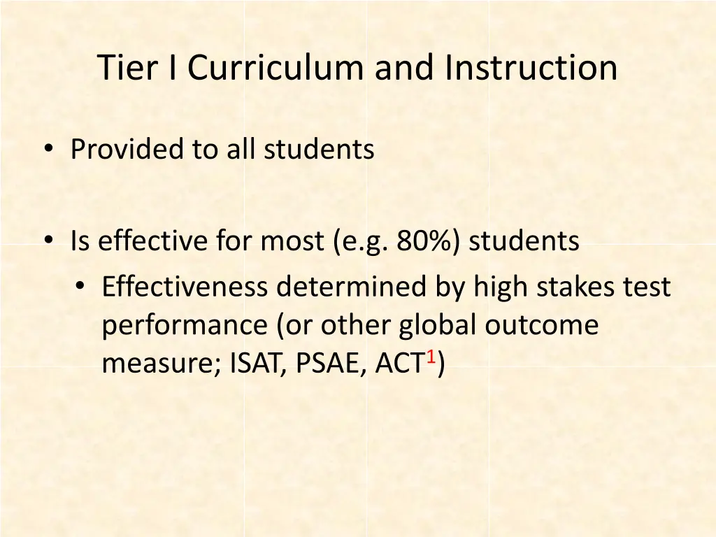 tier i curriculum and instruction