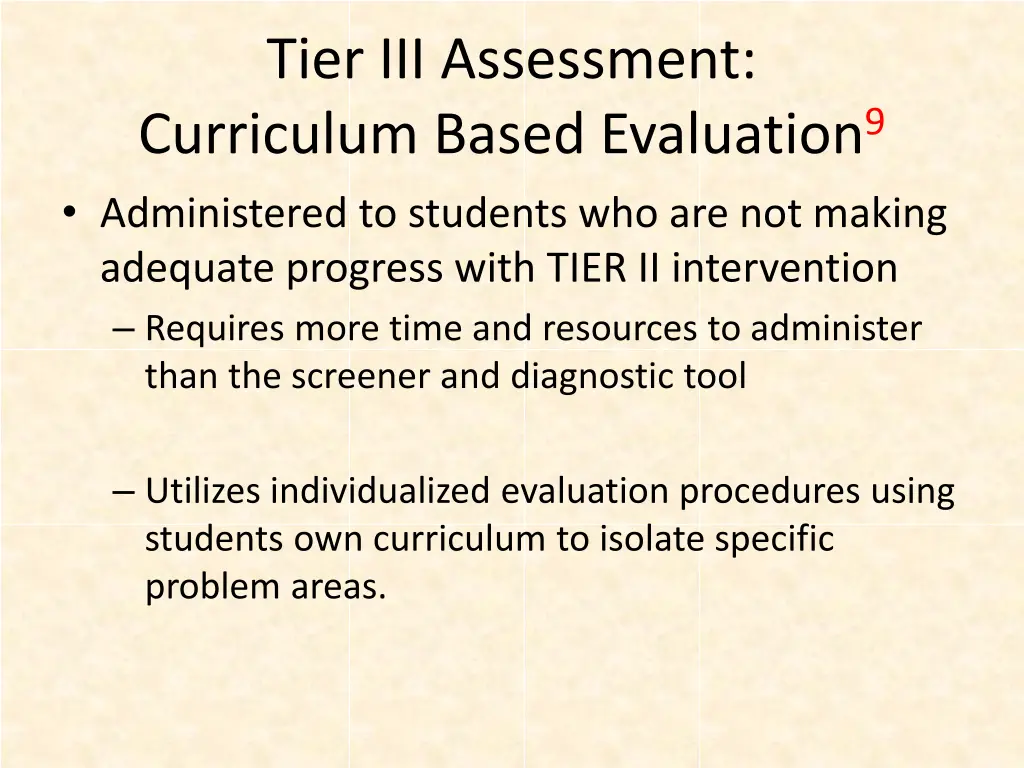 tier iii assessment curriculum based evaluation