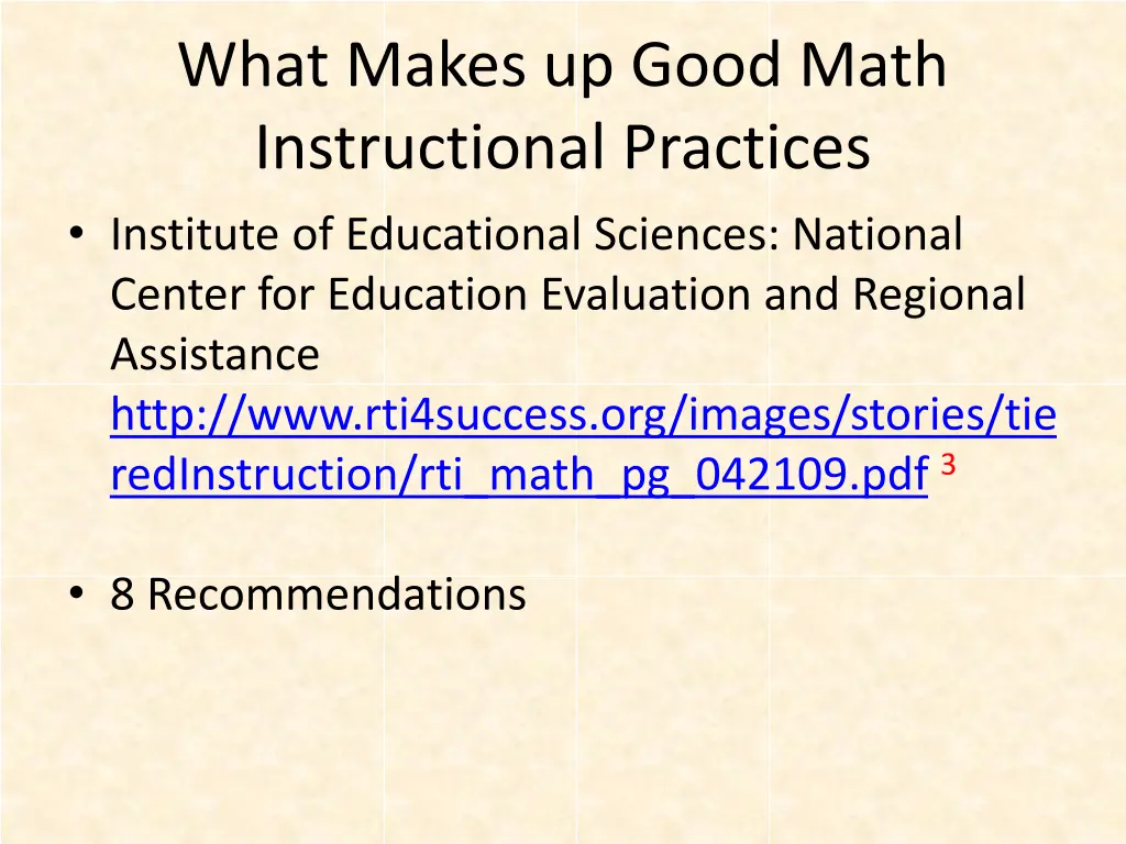 what makes up good math instructional practices