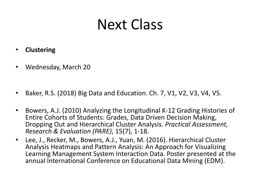 next class