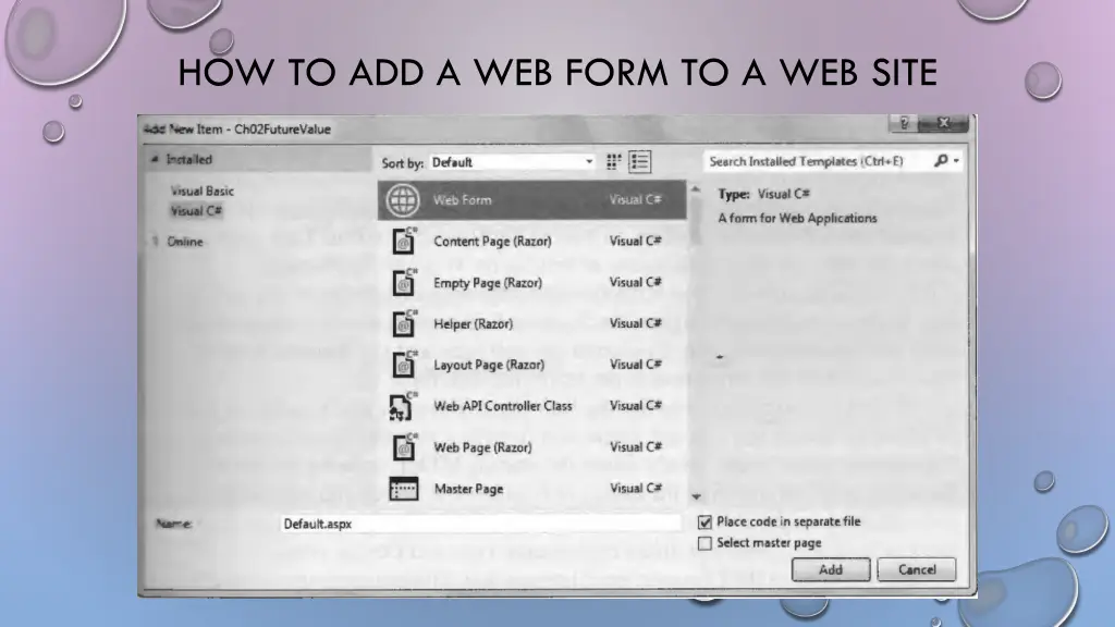 how to add a web form to a web site