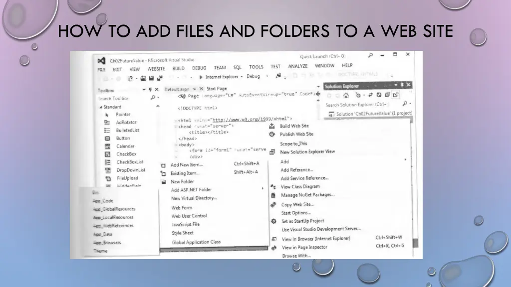 how to add files and folders to a web site