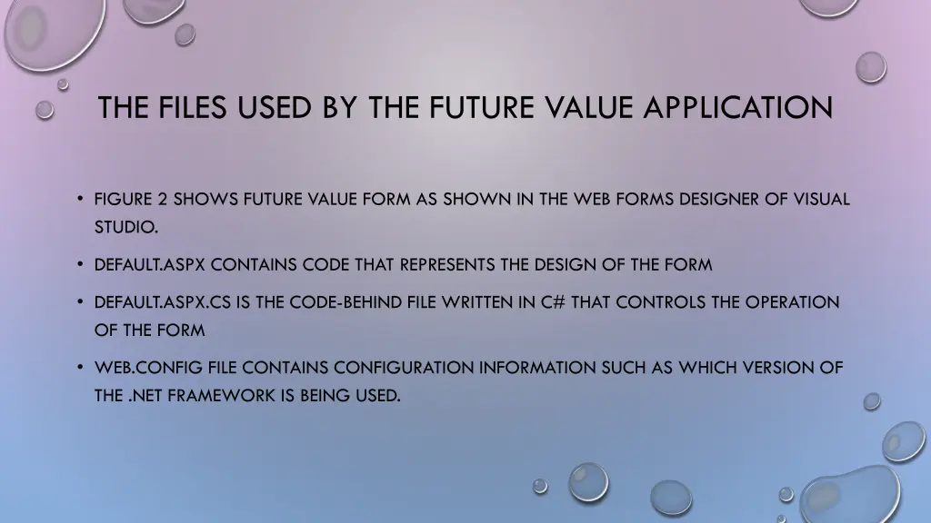 the files used by the future value application